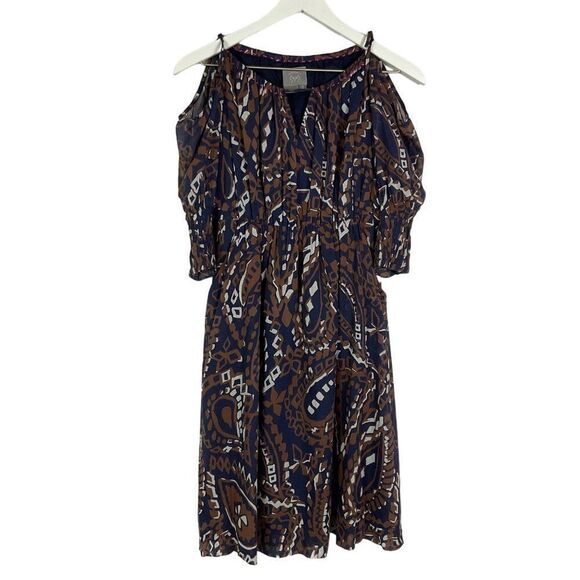 Anthropologie | Vanessa Virginia Women's Cold Shoulder Dress Size 2 100% Cotton - Picture 1 of 12